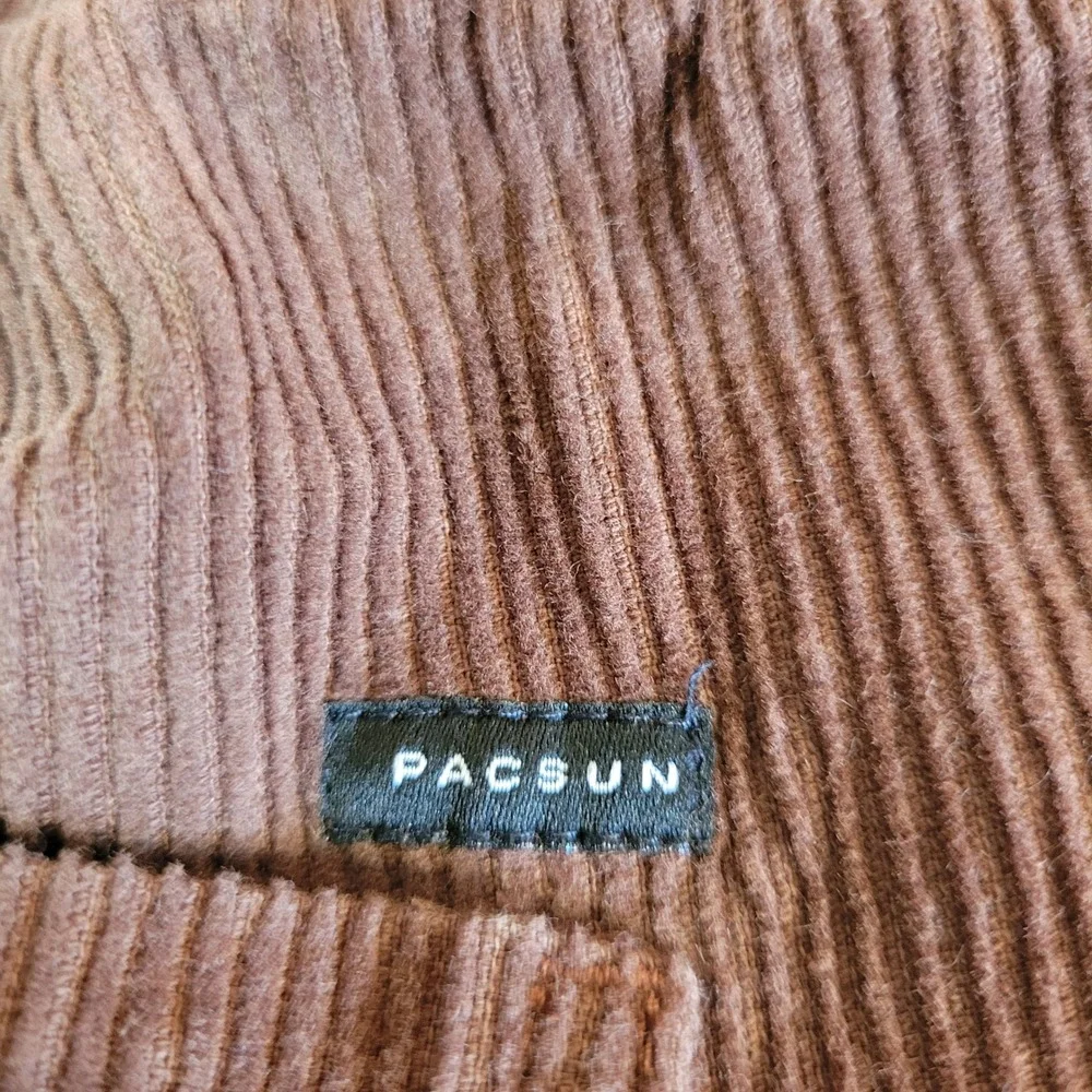 PacSun Mens Brown Corduroy Carpenter Pants Elastic Waist Drawstring Straight Leg